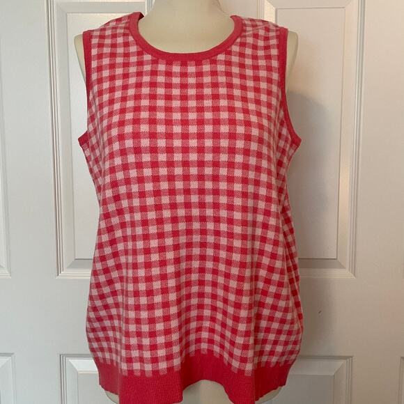 Isaac Mizrahi Pink Checkerboard Sweater Vest, size Medium - Picture 2 of 8